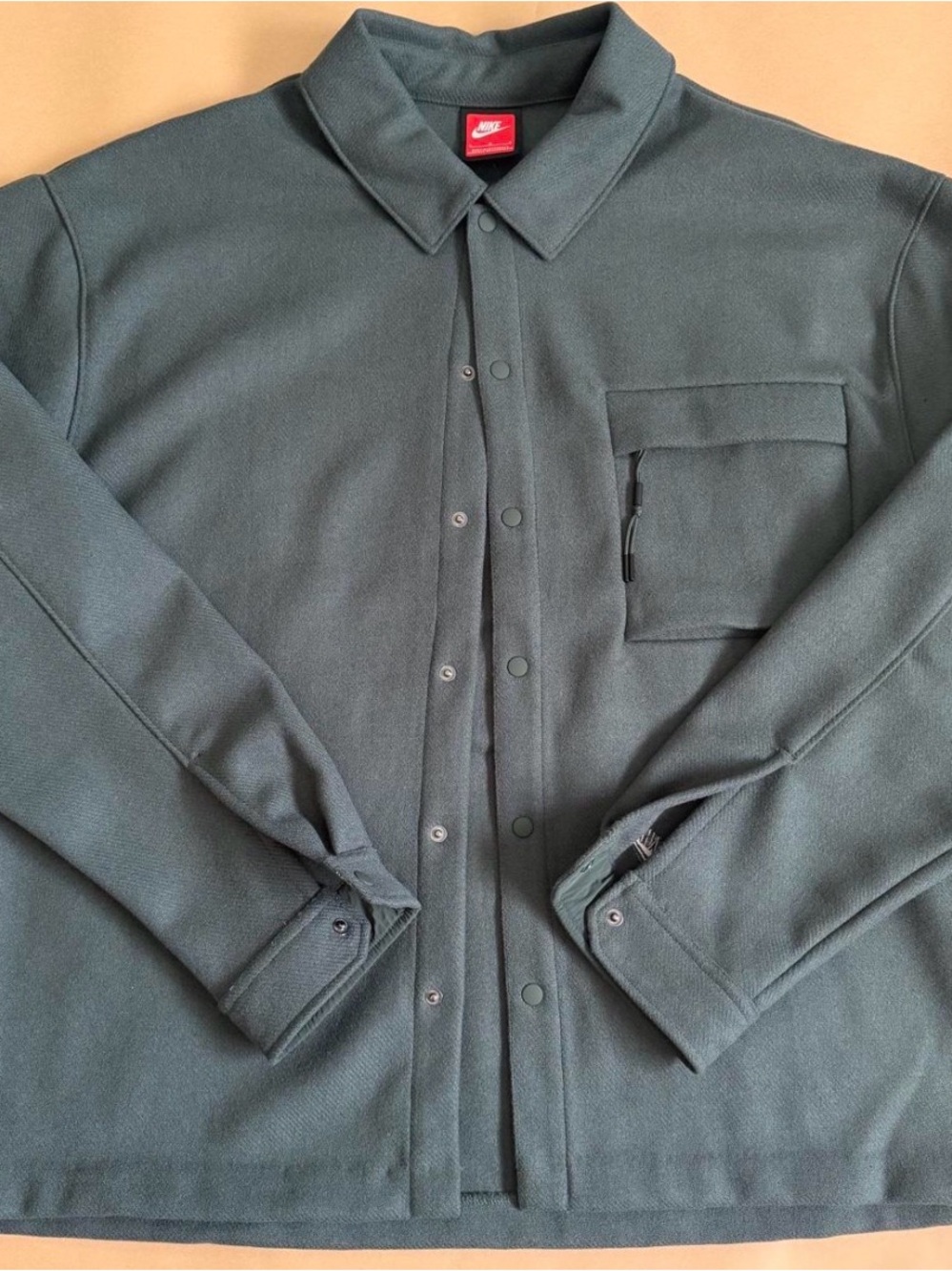 Nike Men’s Teal Button-Front Fleece Shirt Jacket